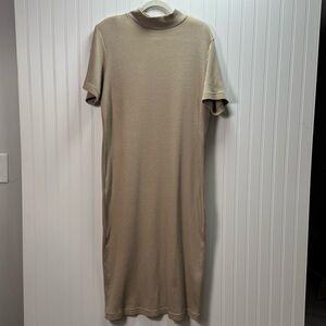 Lane Bryant Tan Ribbed Midi Dress
